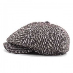 Mens Unisex Vintage Cotton Octagonal Cap Winter Stripe Gentleman Newsboy Beret Hat