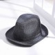 Mens Vintage Cotton Linen Crimping Jazz Hat Bucket Hat Beach Cap Travel Breathable Sun Hat