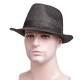 Mens Vintage Cotton Linen Crimping Jazz Hat Bucket Hat Beach Cap Travel Breathable Sun Hat