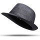 Mens Vintage Cotton Linen Crimping Jazz Hat Bucket Hat Beach Cap Travel Breathable Sun Hat