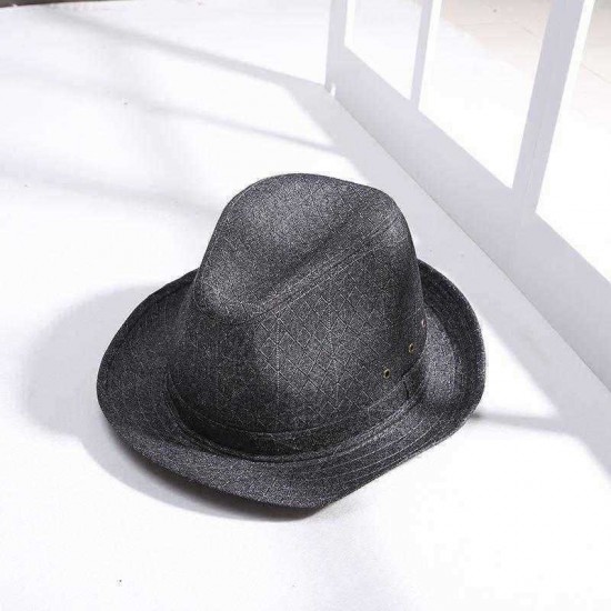 Mens Vintage Cotton Linen Crimping Jazz Hat Bucket Hat Beach Cap Travel Breathable Sun Hat