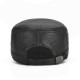 Mens Winter Leather Earmuffs Flat Top Hats Outdoor Durable Warm Military Army Peaked Cap