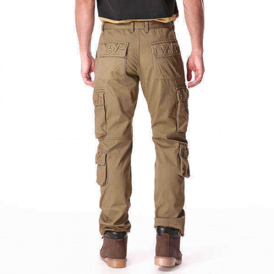 Mens Winter Polar Fleece Lined Cargo Pants Multi Pocket Loose Thick Warm Trousers