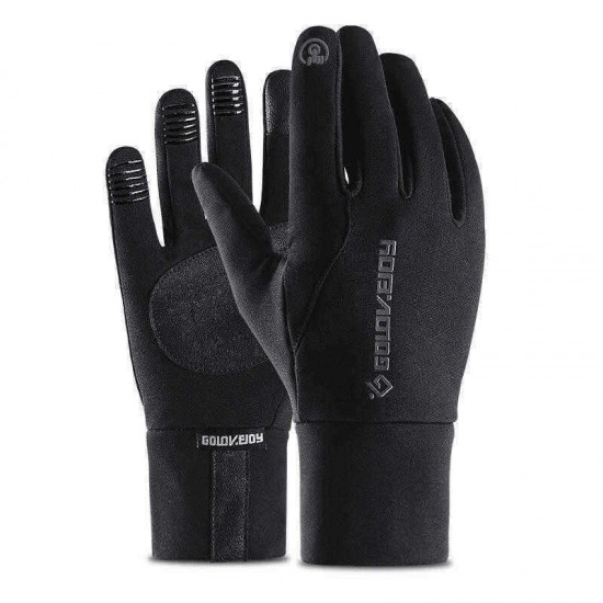 Mens Winter Riding Waterproof Touch Screen Gloves Outdoor Plus Velvet Non-slip Full Finger Glove