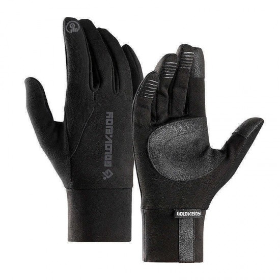 Mens Winter Riding Waterproof Touch Screen Gloves Outdoor Plus Velvet Non-slip Full Finger Glove