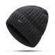 Mens Winter Ski Thicken Plush Earmuffs Knit Beanie Cap Windproof Skullcap