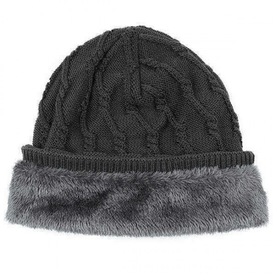 Mens Winter Warm Cotton Knitted Beanie Causal Thickening Windproof Caps Outdoor Stretchable Hats