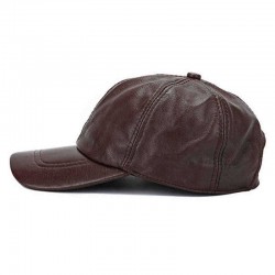 Mens Winter Windproof Cow Leather Baseball Cap Fashion Outdoor Adjustable Forward Hat