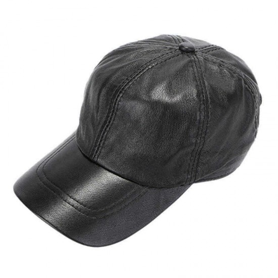 Mens Winter Windproof Cow Leather Baseball Cap Fashion Outdoor Adjustable Forward Hat