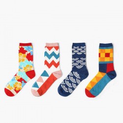 Mens Women British Style Cotton Socks Casual Warm Breathable Middle Tube Socks