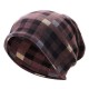 Mens Women British Style Grid Cotton Beanies Hat Thicken Velvet Warm Hat And Scarf