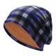 Mens Women British Style Grid Cotton Beanies Hat Thicken Velvet Warm Hat And Scarf