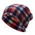 Mens Women British Style Grid Cotton Beanies Hat Thicken Velvet Warm Hat And Scarf