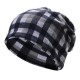 Mens Women British Style Grid Cotton Beanies Hat Thicken Velvet Warm Hat And Scarf