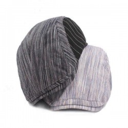 Mens Women Cotton Beret Hat Stripe Buckle Adjustable Paper Boy Newsboy Cabbie Golf Gentleman Cap