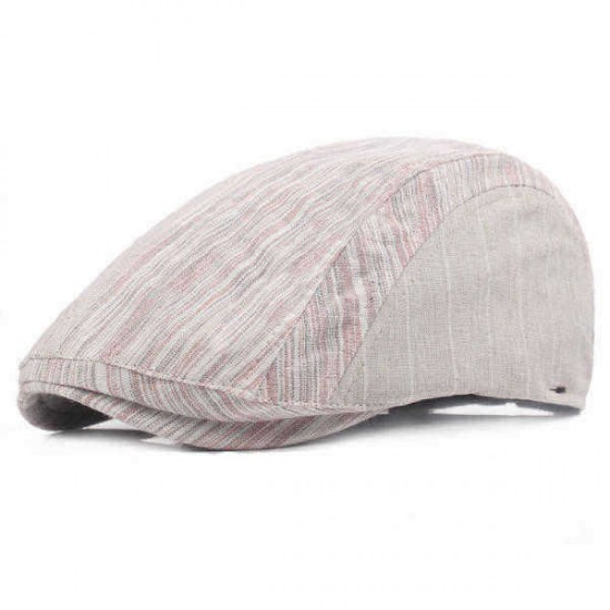 Mens Women Cotton Beret Hat Stripe Buckle Adjustable Paper Boy Newsboy Cabbie Golf Gentleman Cap