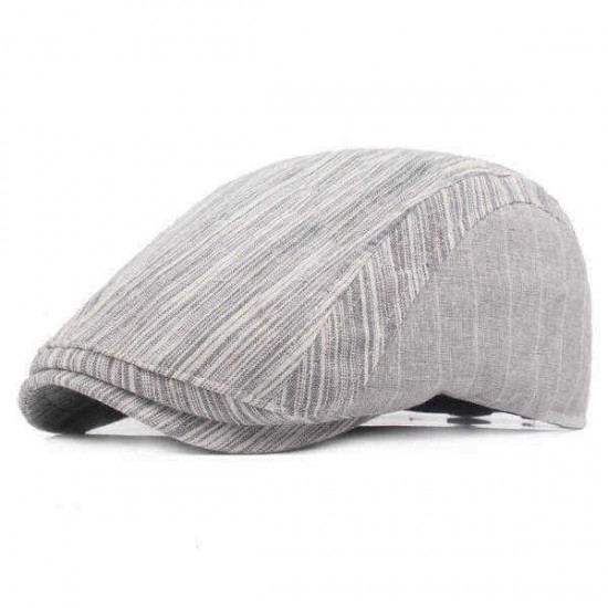 Mens Women Cotton Beret Hat Stripe Buckle Adjustable Paper Boy Newsboy Cabbie Golf Gentleman Cap