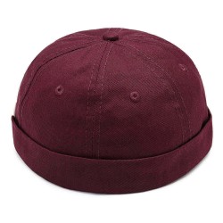 Mens Womens Adjustable Cotton French Brimless Hats Outdoor Plain Skullcap Sailor Cap