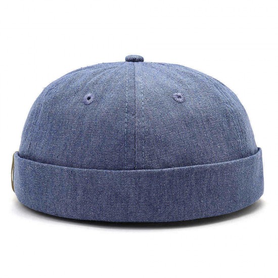 Mens Womens Adjustable Cotton French Brimless Hats Outdoor Plain Skullcap Sailor Cap