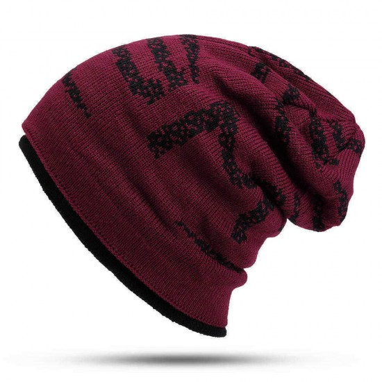 Mens Womens Plus Velvet Thicken Earmuffs Knit Beanie Cap Outdoor Solid Slouchy Ski Skullcap