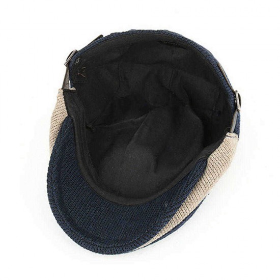 Men's Woolen Contrast Knit Cap Casual Hat Beret Caps