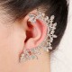 Metal Leaf Crystal Rhinestone Ear Cuff Stud Earring for Women