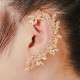 Metal Leaf Crystal Rhinestone Ear Cuff Stud Earring for Women