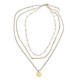 Metal Sequin Stick Multilayer Necklace Gold Plated Chain