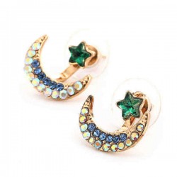 Moon Star Earrings Sweet Rhinestone Women Gift