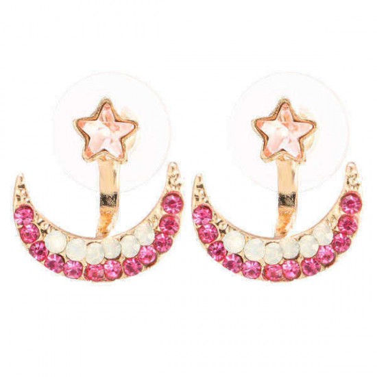 Moon Star Earrings Sweet Rhinestone Women Gift