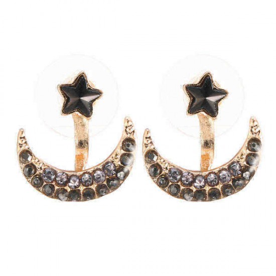 Moon Star Earrings Sweet Rhinestone Women Gift