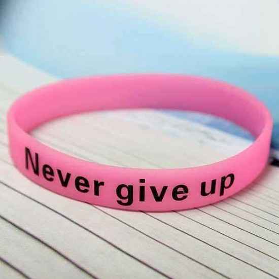 Multicolor Luminous Never Give Up Silicone Bracelet Wristband Unisex