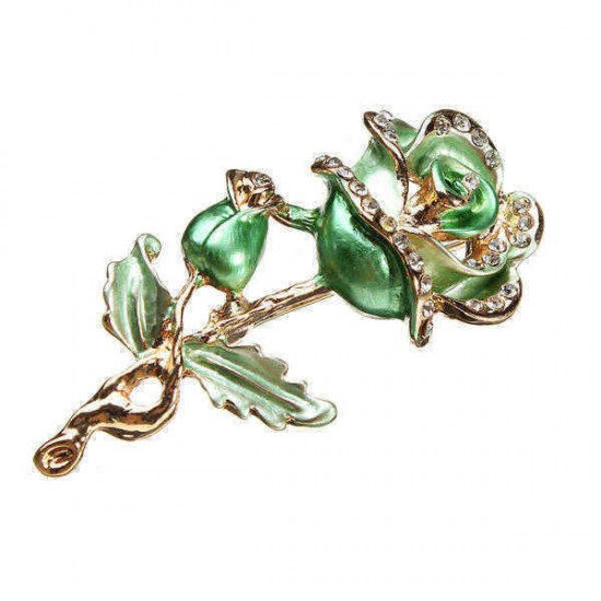 Multicolor Rhinestone Rose Flower Brooch Pins For Women