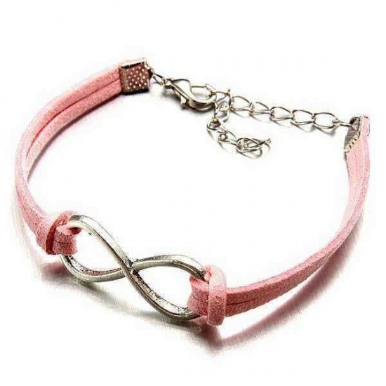 Multicolor Silver Infinity Charm Bracelet Metal Leather Bracelet