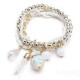 Multilayer Beads Tassel Charm Strand Stretch Bracelet For Women