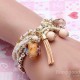 Multilayer Beads Tassel Charm Strand Stretch Bracelet For Women