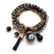 Multilayer Beads Tassel Charm Strand Stretch Bracelet For Women