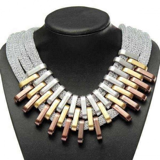 Multilayer Charm Chain Statement Bib Pendant Necklace For Women