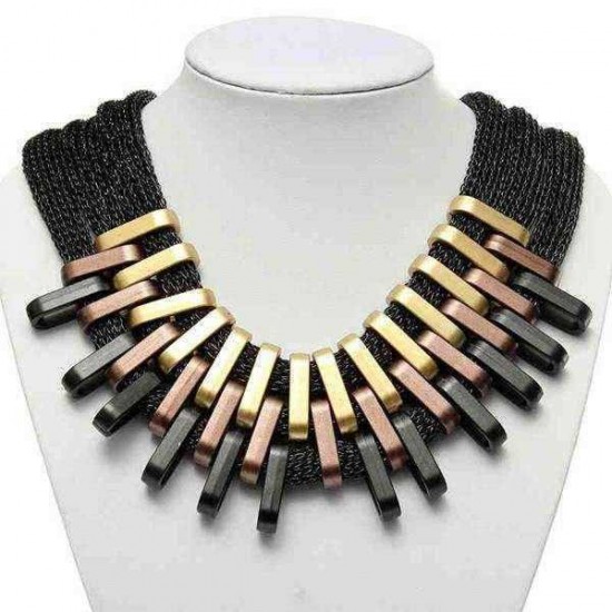 Multilayer Charm Chain Statement Bib Pendant Necklace For Women