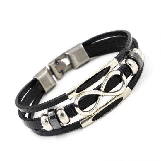 Multilayer Infinity Knot Bracelet Casual Fashion Leather Bracelets for Men Women