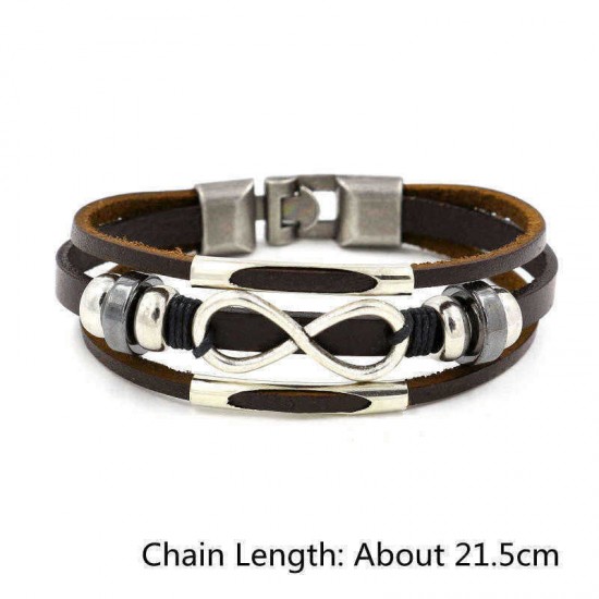 Multilayer Infinity Knot Bracelet Casual Fashion Leather Bracelets for Men Women