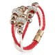 Multilayer Rhinestone Pearl Beads Bangle Braided Leather Bracelet