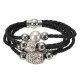 Multilayer Rhinestone Pearl Beads Bangle Braided Leather Bracelet