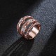 Multilayer Stylish Wide Ring Rhinestone Twist Line Rose Gold Elegant Women Jewelry