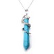 Natural Hexagonal Prism Gemstone Snake Pendant Necklace Jewelry