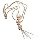 Opal Crystal Three Flowers Double Layers Long Golden Chain Necklace