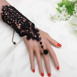 Pearl Lace Flower Wedding Bridal Gloves Ring Bracelet For Women