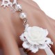 Pearl Lace Flower Wedding Bridal Gloves Ring Bracelet For Women