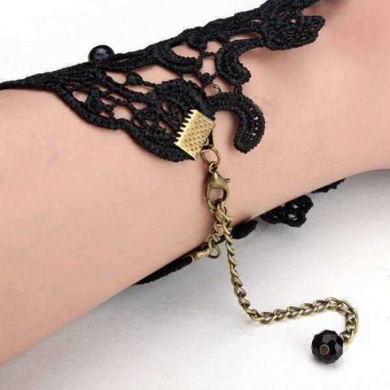 Pearl Lace Flower Wedding Bridal Gloves Ring Bracelet For Women