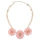 Pink Crystal Flower Pendant Necklace For Women